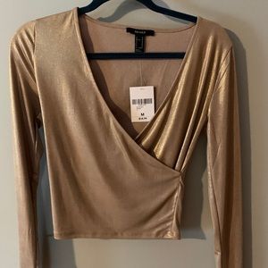 Forever 21 gold shimmer cris cross top size M